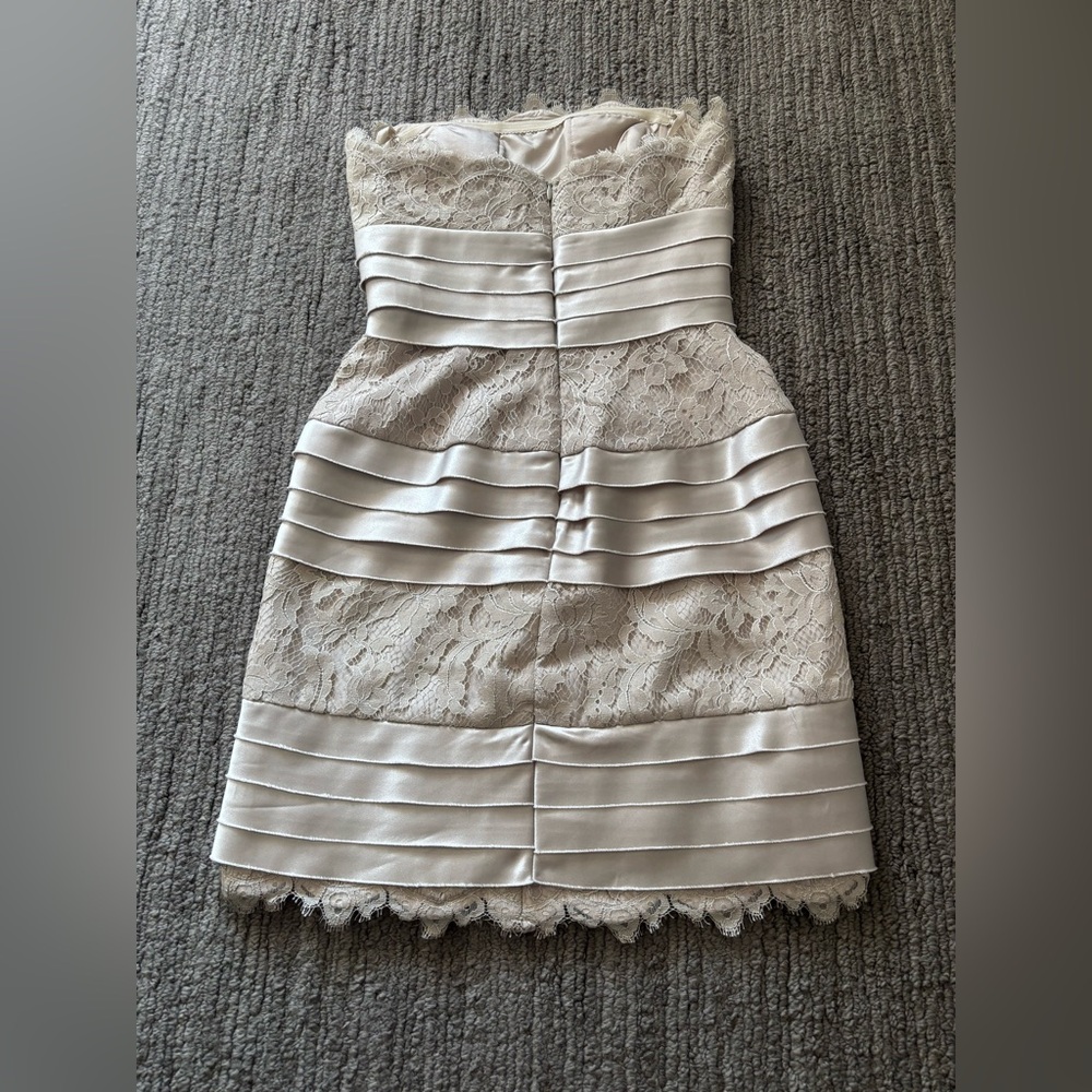 BCBG strapless lace and silky cocktail dress - Picture 10 of 15